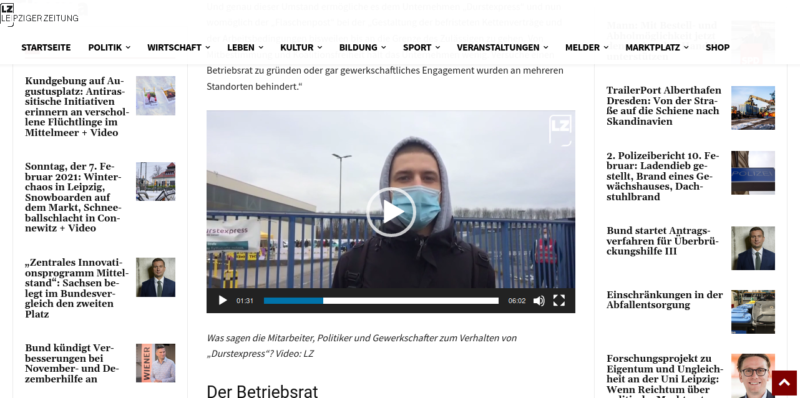 Screenshot des "Leipziger Zeitung" Videos
